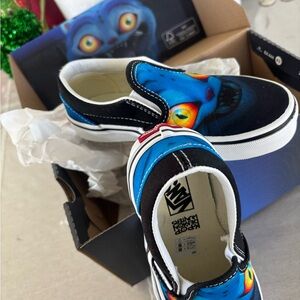 Vans Kids Slip-On Sneakers - Blue and Black Monster Design